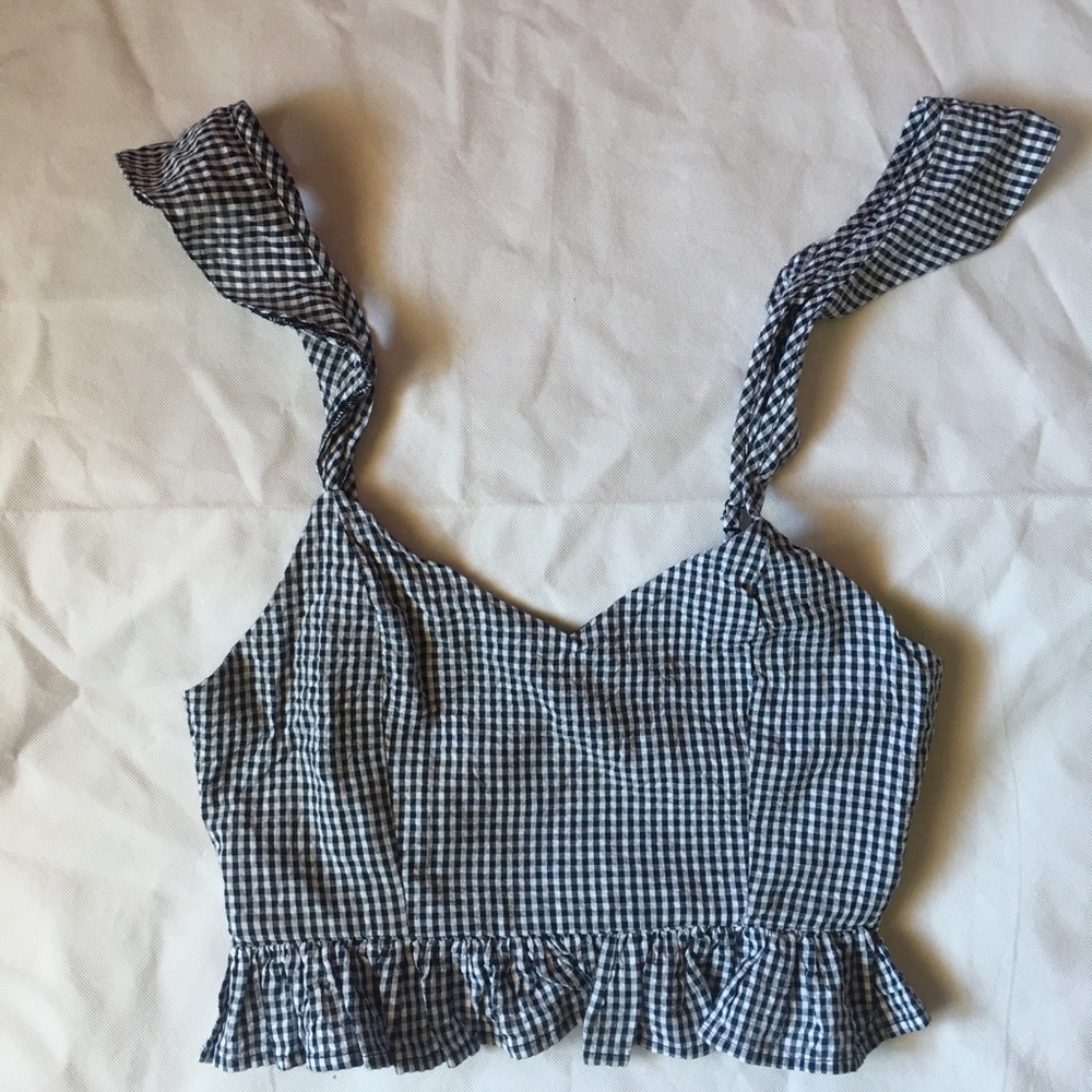Thread Story - plaid crop ruffle top - 4 sizes